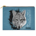 Trousse plate 15x11 all-over Loup Natives Tribes les Loups du Gévaudan (Fond Citadel Blue) Blanc Tai