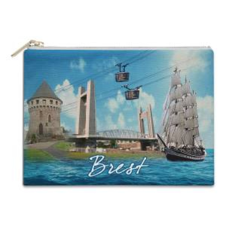 Trousse plate all-over Brest /Tour Tanguy/ Bateau/ Pont Electrique Blanc Taille unique