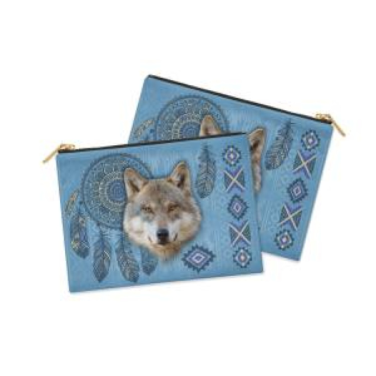 Trousse plate all-over Loup Intemporel Parc Animalier des Pyrénées Blanc Taille unique