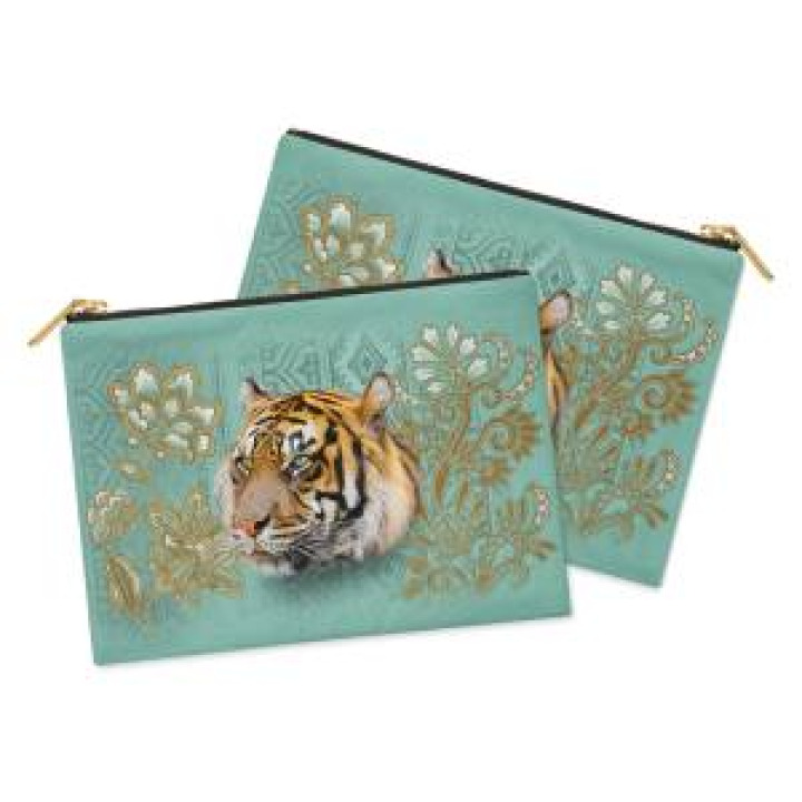 Trousse plate allover Tigre Intemporel Caribbean Blue Blanc Taille unique