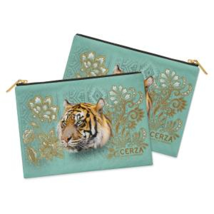 Trousse plate all-over Tigre Intemporel Cerza Blanc Taille unique