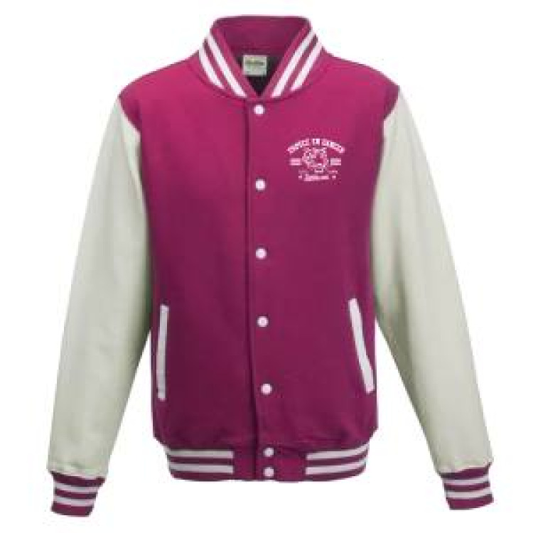 Veste Varsity enfant Transfert T&ecirc;te de Tigre Esp&egrave;ce en Danger Cerza Hot Pink/White 5/6 ans